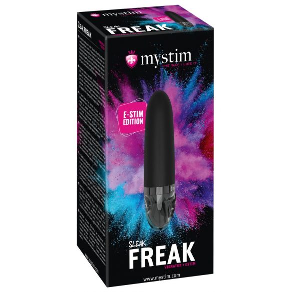 mystim Sleak Freak E-Stim - akumulatora elektro stienis vibrators (melns)