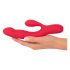 Lapin Sourire Thumping - vibromasseur rechargeable à 3 moteurs (rouge)