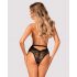 Slip Ricamato in Pizzo con Ornamenti Floreali Olvidia di Obsessive (Nero)  - M/L