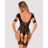 Obsesiv - body din plasă cu model, deschis (negru) - (S-L)