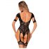 Obsessive - Patterned Open-Front Fishnet Body (Black) -(S-L)