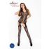 Set di Bodystocking Aperto Floreale Passion BS012 (nero) - Taglia Unica S-L