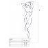 Set di Bodystocking Passion BS012 - Reticolo Senza Maniche con Aperture Decorate (Bianco) - Taglia Unica S-L