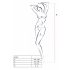 Set Passion BS023 in rete a righe con apertura (bianco) - Taglia unica S-L