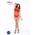 Passion BS035 - Open Mesh Bodysuit with Straps (Red) - S-L