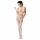 Body in Rete Aperto a Strisce con Collo Alto Passion BS048 (Bianco) - Taglia Unica S-L