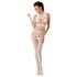 Body in Rete Aperto a Strisce con Collo Alto Passion BS048 (Bianco) - Taglia Unica S-L