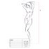 Body in Rete Aperto a Strisce con Collo Alto Passion BS048 (Bianco) - Taglia Unica S-L