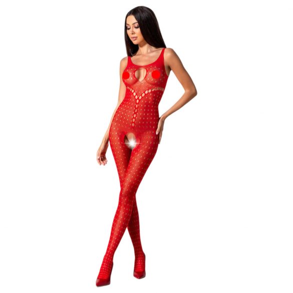 Passion BS078 - Polka Dot Open Bodysuit - Red (S-L)