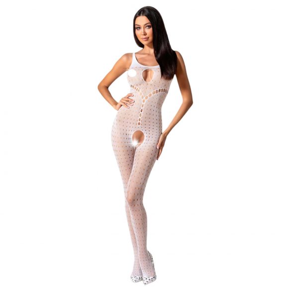 Passion BS078 - Polka Dot, Open Bodysuit (White) S-L