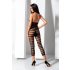 Overall Capri a Rete con Righe Nero - Passion BS081 - Aperto Sui Glutei e Intimo