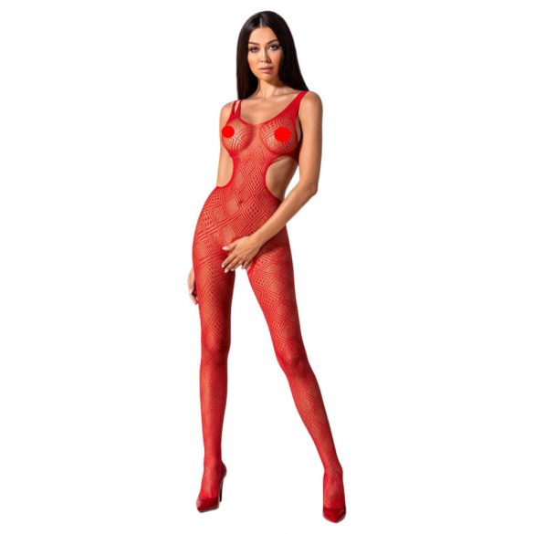 Passion BS085 - mozaïekpatroon, open jumpsuit (rood) - S-L