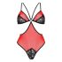 Peonia Passion - Side Cut Bodysuit (Red-Black)