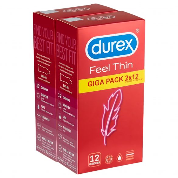 Durex Feel Thin - naturlig känsla kondomer (2x12 st)