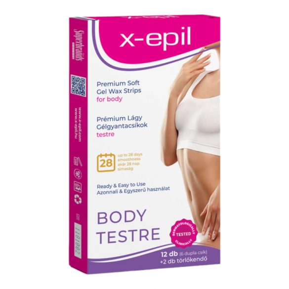 X-Epil - kant-en-klare premium gel-wasstrips (12 stuks) - lichaam