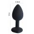 Sunfo - Silicone Anal Dildo with Heart-Shaped Gem (Black-Sapphire)