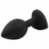 Sunfo - silicone anal dildo with heart-shaped jewel (black-red)