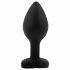 Sunfo - silicone anal dildo with heart-shaped jewel (black-red)