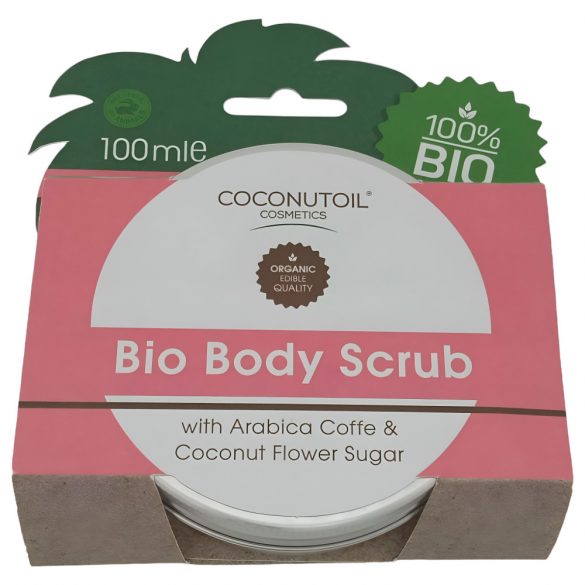 Exfoliant organic pentru corp cu cafea și zahăr din floare de cocos (100ml)