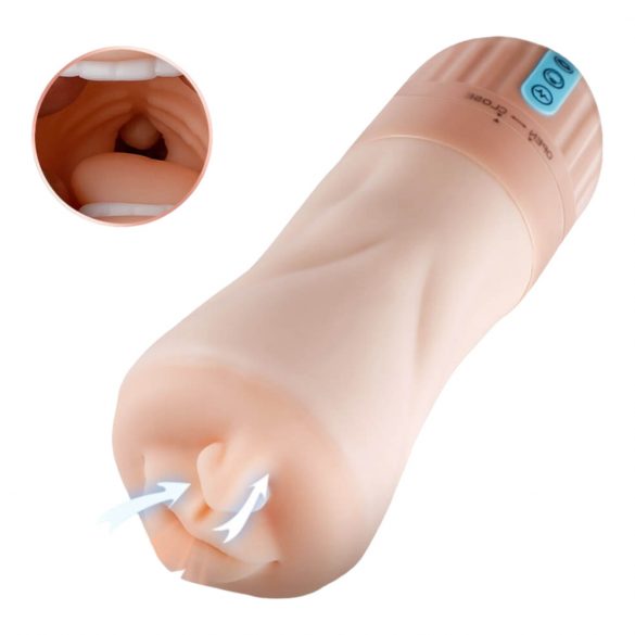 Lonely - Battery-Powered Suction Vibrating Mouth Masturbator (Natural)