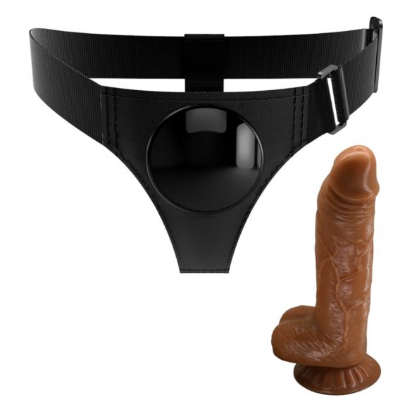 Pretty Love Harness - Universalboden mit Dildo - 17 cm (schwarz)