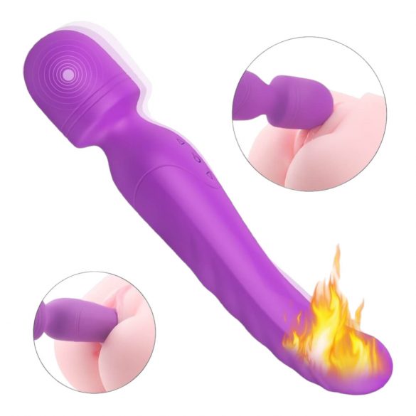 Vibrator masaj încălzitor cu acumulator și 2 motoare Iris HD (mov)