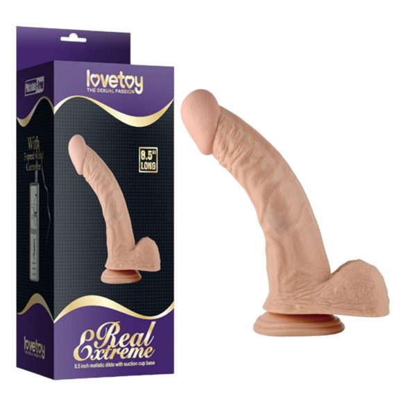 Lovetoy Real Extreme - stojatá, so semenníkmi G-bod dildo - 21 cm (prírodná)