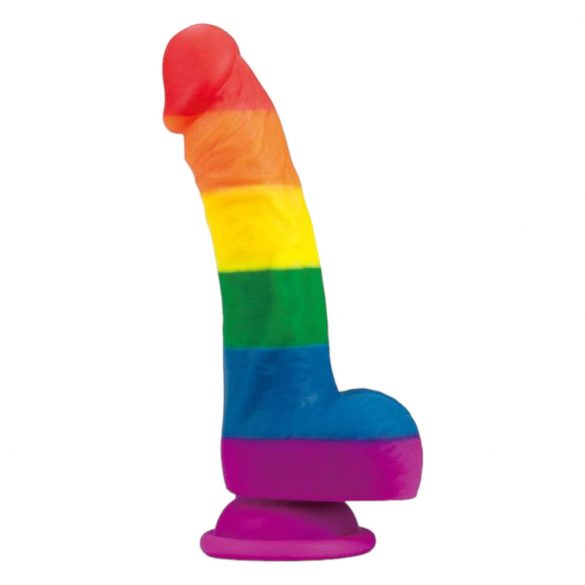 Lovetoy Prider - realistyczne dildo z płynnego silikonu - 19 cm (tęcza)