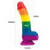 Lovetoy Prider - dzīvā šķidrā silikona dildo - 19 cm (varavīksnes)