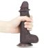 Lovetoy Sliding-Skin - dvoslojni dildo z lepljivo blazinico - 18 cm (rjava)