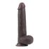 Lovetoy Sliding-Skin - dvouvrstvé dildo s lepicí podložkou - 23 cm (hnědé)