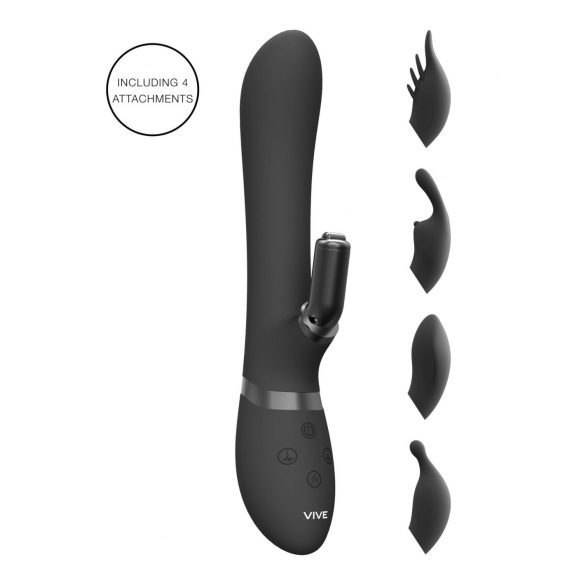 Vive Chou - vibromasseur avec tête amovible et rechargeable (noir)