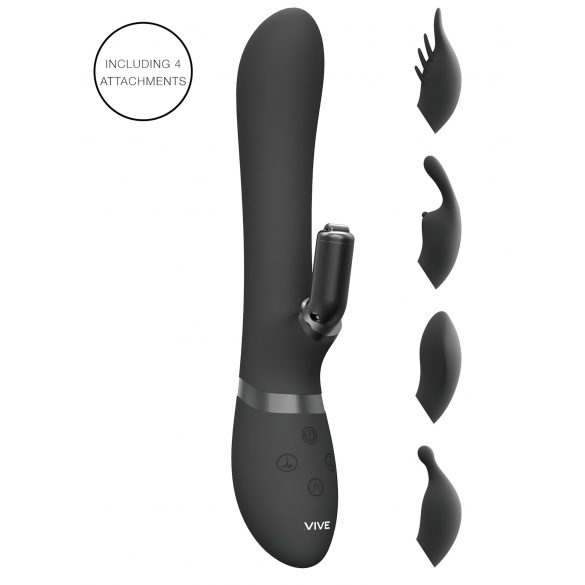 Vive Chou - rechargeable, interchangeable head clitoral vibrator (black)