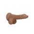 RealRock Dong 7 - elutru munanditega dildo (17cm) - tume naturaalne