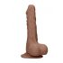 RealRock Dong 7 - elutru munanditega dildo (17cm) - tume naturaalne