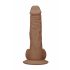 RealRock Dong 8 - Lifelike Dildo with Testicles (20cm) - Dark Natural