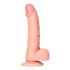 RealRock Curved - realistické dildo so svorkami a semenníkmi - 15,5 cm (prírodné)