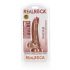 RealRock Curved - realistické dildo so svorkami a semenníkmi - 15,5 cm (tmavé prírodné)