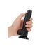 RealRock Curved - připínací, realistické dildo s varlaty - 15,5 cm (černé)