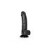 RealRock - prilimpanti realistinė dildo su sėklidėmis - 15,5 cm (juoda)