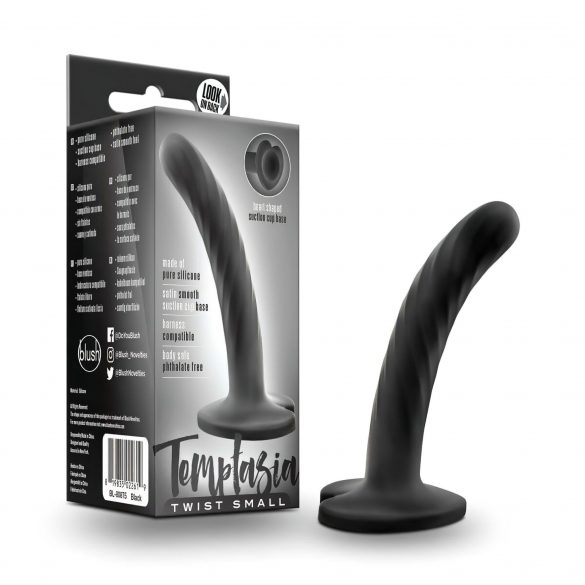 Temptasia Twist Small - vakuumska čašica, upleteni dildo (crni)