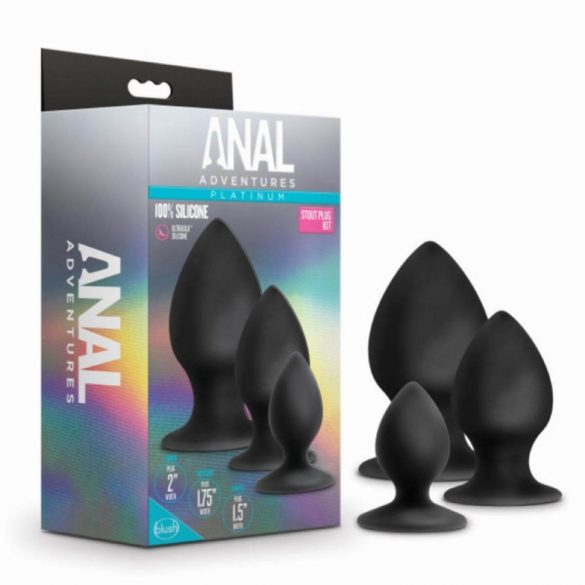 Anal Adventures Platinum Stout - anaalse dildo komplekt - 3 tk (must)