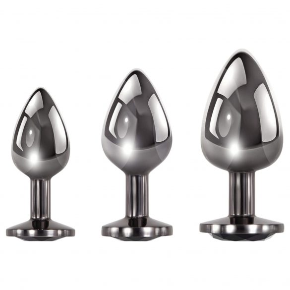 Set dildo anal metalic Evolved Black Gem (negru-argintiu)