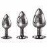 Evolved Black Gem - Metal Anal Dildo Set (Black-Silver)