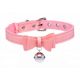 Golden Kitty Bow Collar with Bell (Pink)