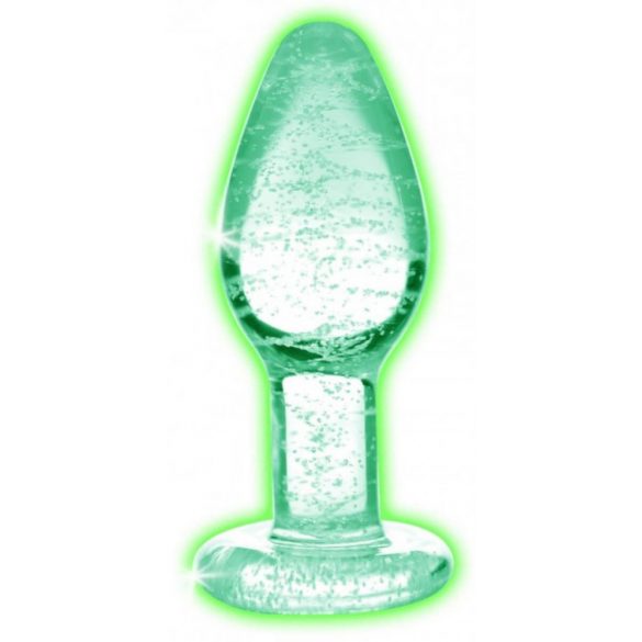 Booty Sparks Glow in the Dark S - stikla anālais dildo (caurspīdīgs)