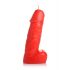 Spicy Pecker - свещ с пенис тестиси - голяма (червена)