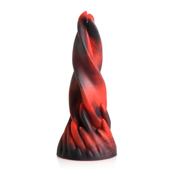 Pulă de Silicon Spiralată Hell Kiss - 19 cm (roșu)