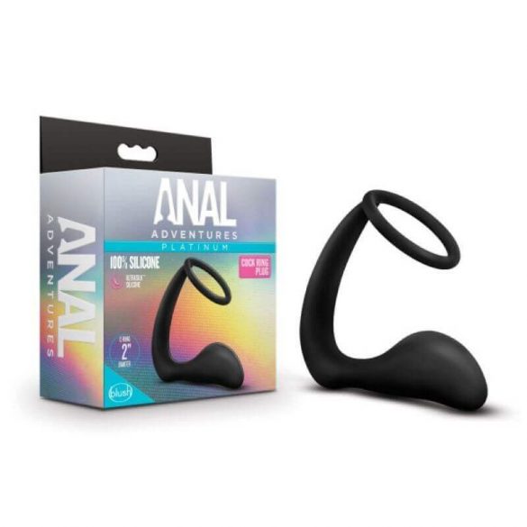 Avventure Anali Platinum - Dildo Anale con Anello Penieno (Nero)