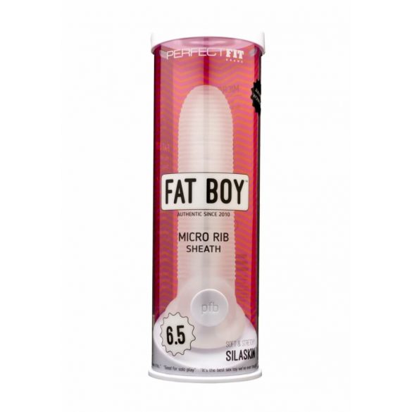 Fat Boy Micro Ribbed - обвивка за пенис (17 см) - млечно бяла